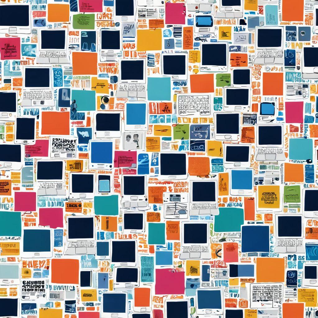 A vibrant collage showing the transformation of blogging over time, featuring digital diaries on one side evolving into engaging narratives on the other. Include elements like old computer screens, modern smartphones, and people connecting through their stories. Showcase the Sketer community with diverse individuals sharing content. Bright colors and dynamic lines to symbolize growth and creativity. super-realistic. vibrant colors. white background.